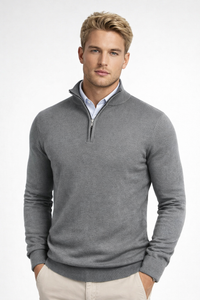 Oliver | Herren Halbzip Strickpullover - Grau