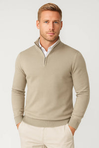 Oliver | Herren Halbzip Strickpullover - Beige