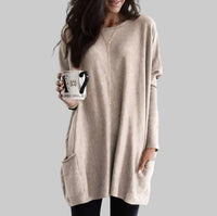 Charlotte | Damen Casual Langer Pullover mit Taschen - Beige
