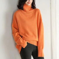 Damen Langarm-Turtleneck-Pullover - Orange