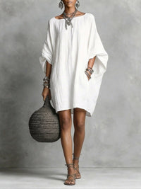 Brunella | Damen Oversize Sommerkleid – Oversize Komfort Sommerkleid - White
