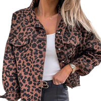 Oversized Jeansjacke mit Leopardenmuster für Damen - Leopardenmuster