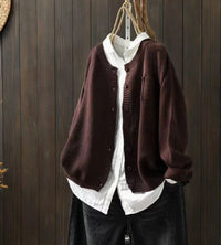 Oversized Strickjacke für Damen mit Knopfleiste - Dunkelbraun