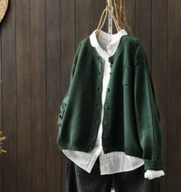Oversized Strickjacke für Damen mit Knopfleiste - Grün
