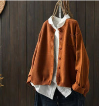 Oversized Strickjacke für Damen mit Knopfleiste - Hellbraun