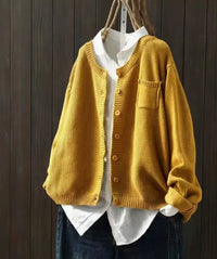 Oversized Strickjacke für Damen mit Knopfleiste - Gelb
