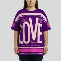 Oversized T-Shirt mit Grafik-Print für Damen - Lila