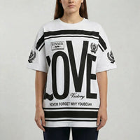 Oversized T-Shirt mit Grafik-Print für Damen - Weiß