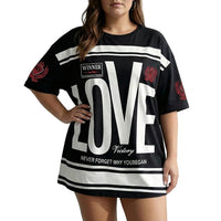 Oversized T-Shirt mit Grafik-Print für Damen - Schwarz