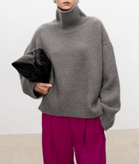 Lea | Stilvoller Pullover Damen mit Rollkragen - Grau
