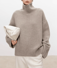 Lea | Stilvoller Pullover Damen mit Rollkragen - Camel