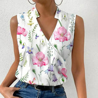 Paloma | Damen Ärmellose V-Ausschnitt Bluse Floral - Rosa