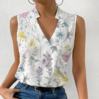 Paloma | Damen Ärmellose V-Ausschnitt Bluse Floral - Floral
