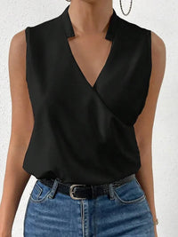 Paloma | Damen Ärmellose V-Ausschnitt Bluse Floral - Schwarz
