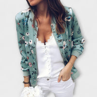 Emma | Elegante Bomberjacke für Damen mit Blumen - Grün