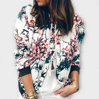 Emma | Elegante Bomberjacke für Damen mit Blumen - Weiß