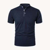 Percival | Herren Poloshirt mit Stehkragen Kurzarm - Marineblau