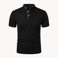 Percival | Herren Poloshirt mit Stehkragen Kurzarm - Schwarz