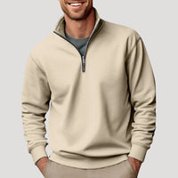 Philipp | Herren Klassischer Viertelzip Pullover - Beige