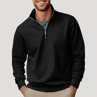 Philipp | Herren Klassischer Viertelzip Pullover - Schwarz