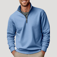 Philipp | Herren Klassischer Viertelzip Pullover - Blau