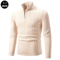 EDDY - Stilvoller Zip-Up Pullover für Herren - Beige