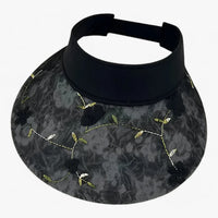 Faltbarer Strohhut mit Blumenakzent und UV-Schutz - Schwarz