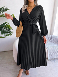 Naomi | Damen Plissiertes Festliches Kleid – Plissee Festkleid Elegant - Schwarz