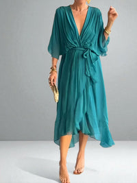 Monica | Damen Chiffon Kleid – Fließendes Elegantes Chiffon Kleid - Marine Blue