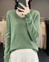 Bianca | Feiner Merino Pullover - Hellgrün