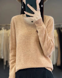 Bianca | Feiner Merino Pullover - Goldkamel