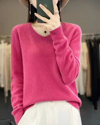 Bianca | Feiner Merino Pullover - Knallrosa