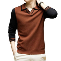 Herren Polo-Pullover mit langen Ärmeln - Braun