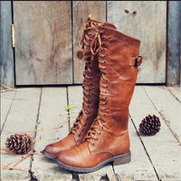 Sarah | Damen Klassiker Lace-up Schnürstiefel - Braun
