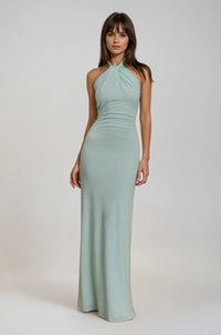 Renate | Damen Rückenfreies Neckholder Maxikleid - Grau