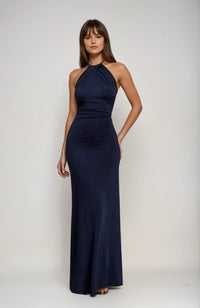 Renate | Damen Rückenfreies Neckholder Maxikleid - Blau