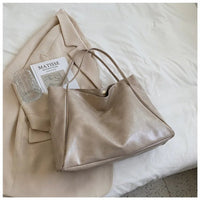 Annika | Retro PU-Leder Tote Bag Damen geräumige Schultertasche - Beige