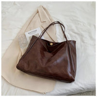 Annika | Retro PU-Leder Tote Bag Damen geräumige Schultertasche - Kaffee