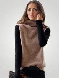 Helga | Retro Rollkragenpullover mit Farbblock - Braun