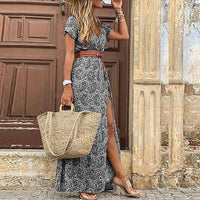 Elina | Boho Maxikleid mit elegantem Look - Grau