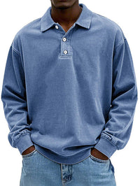 Robert | Herren Langarm Polo-Sweatshirt - Blau