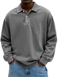 Robert | Herren Langarm Polo-Sweatshirt - Grau