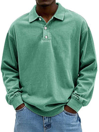 Robert | Herren Langarm Polo-Sweatshirt - Grün