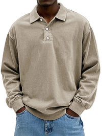 Robert | Herren Langarm Polo-Sweatshirt - Khaki