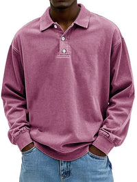 Robert | Herren Langarm Polo-Sweatshirt - Rosa