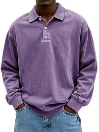 Robert | Herren Langarm Polo-Sweatshirt - Lila