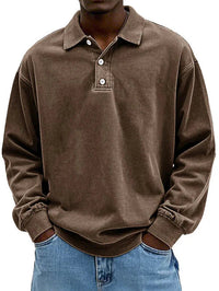 Robert | Herren Langarm Polo-Sweatshirt - Braun