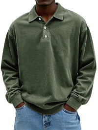 Robert | Herren Langarm Polo-Sweatshirt - Armeegrün