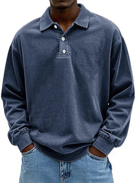 Robert | Herren Langarm Polo-Sweatshirt - Marineblau