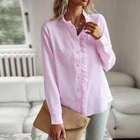 Petra | Damen Casual Rüschen Geknöpftes Hemd - Rosa
